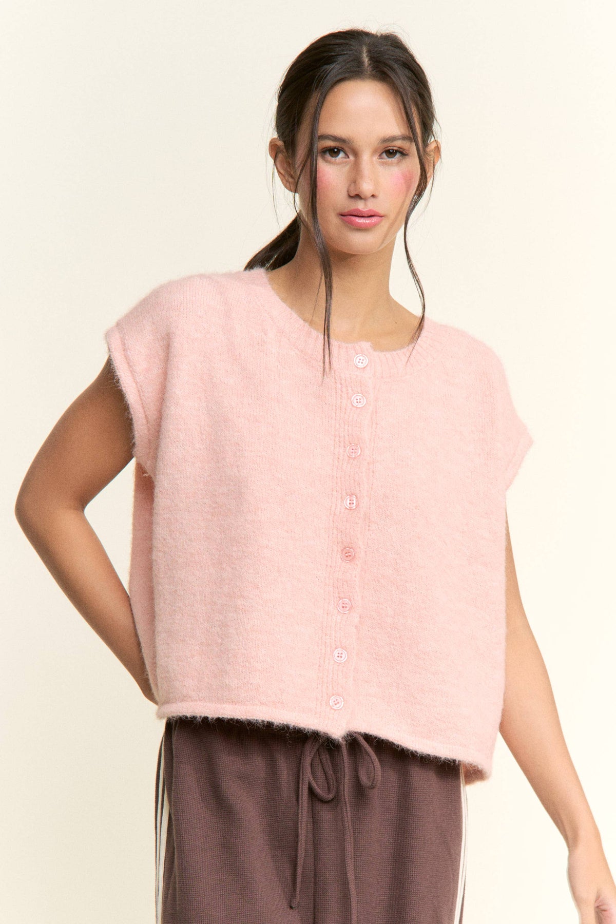 Soft Button-Front Knit Top
