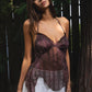 ISOLA Scalloped Sequin Chiffon Open Back Halter Top