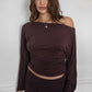 Sora Asymmetric Off-The-Shoulder Long Sleeve Top