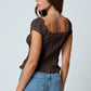 TEXTURE RUFFLE BUTTON DOWN TOP
