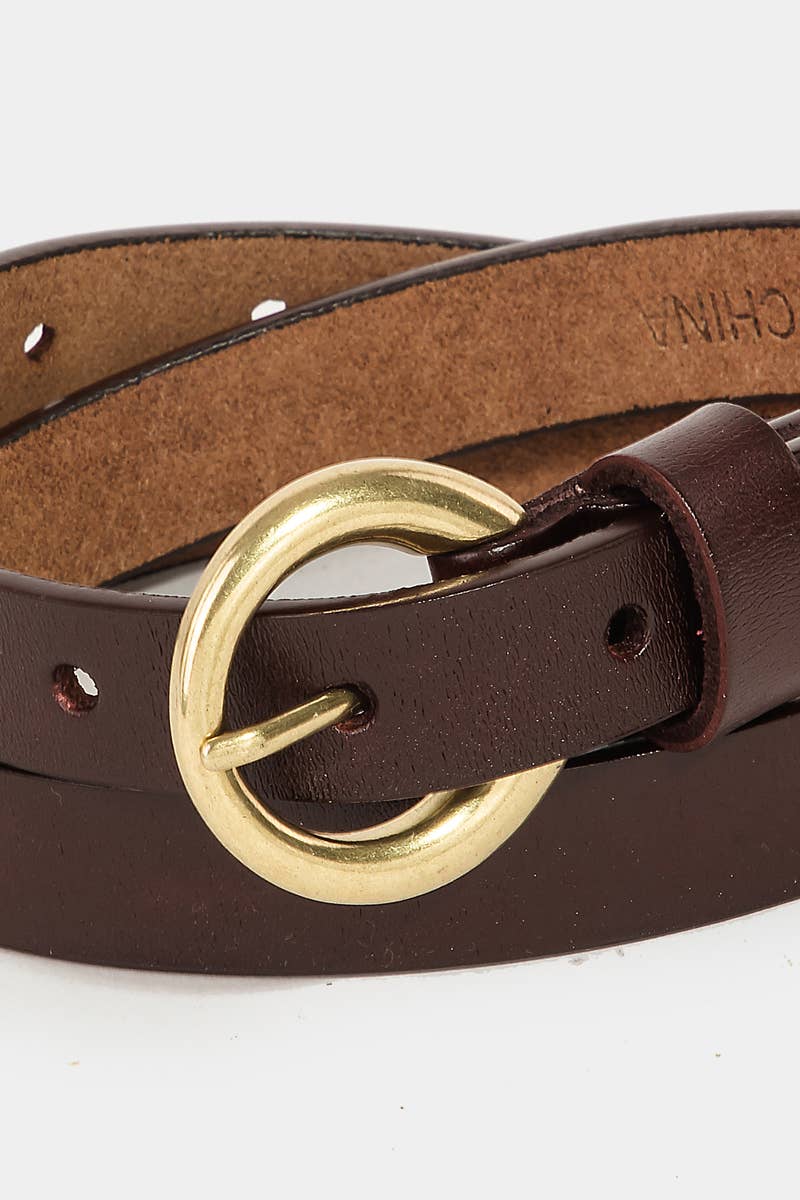 Circle Buckle Leather Belt