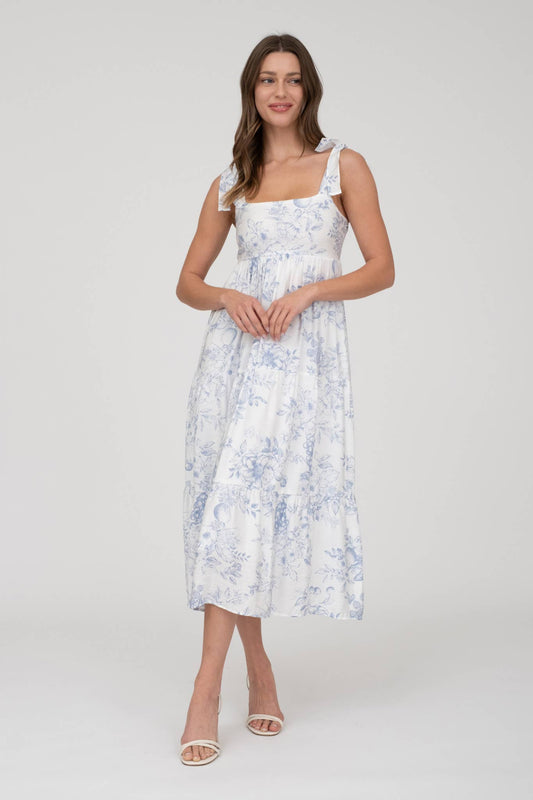 Blue Floral Midi Dress