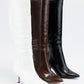 Croc Pattern Patent Finished Pointed Heel Boot