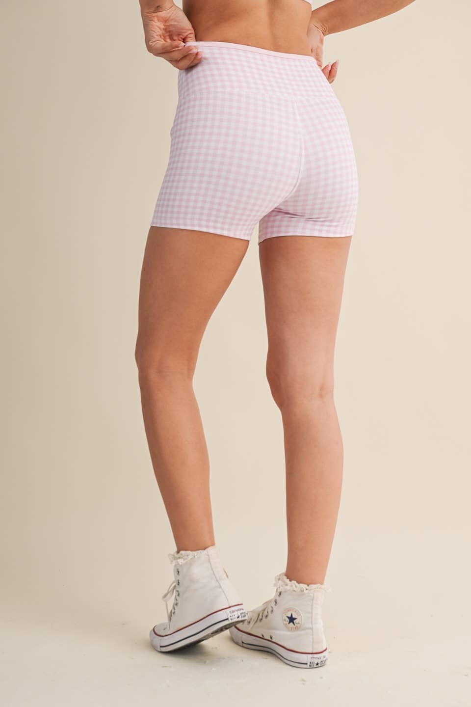 Gingham Print Biker Shorts