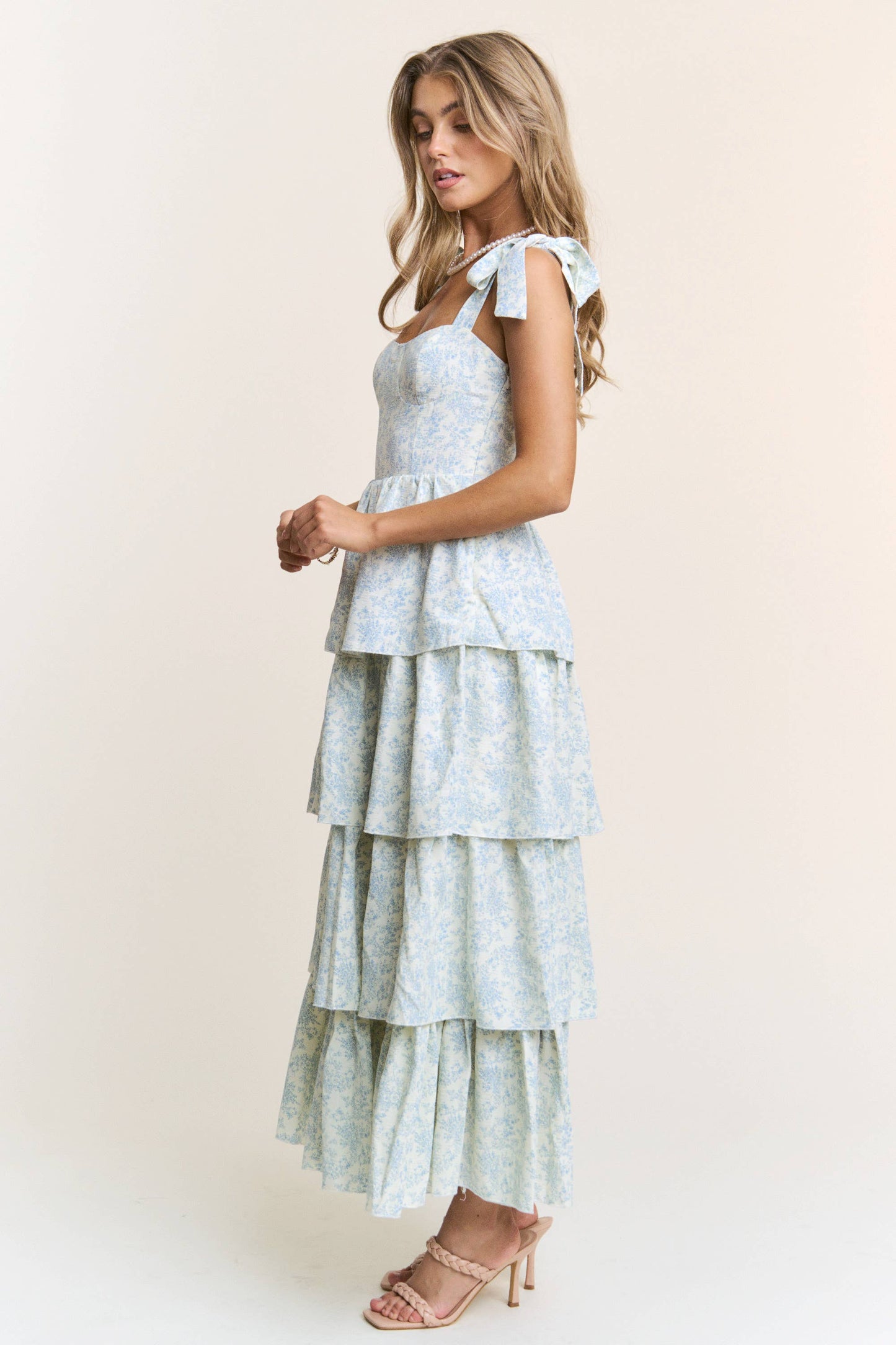 Floral Print Tiered Midi Dress