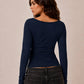 WRAP PLUNGE LONG SLEEVE TOP