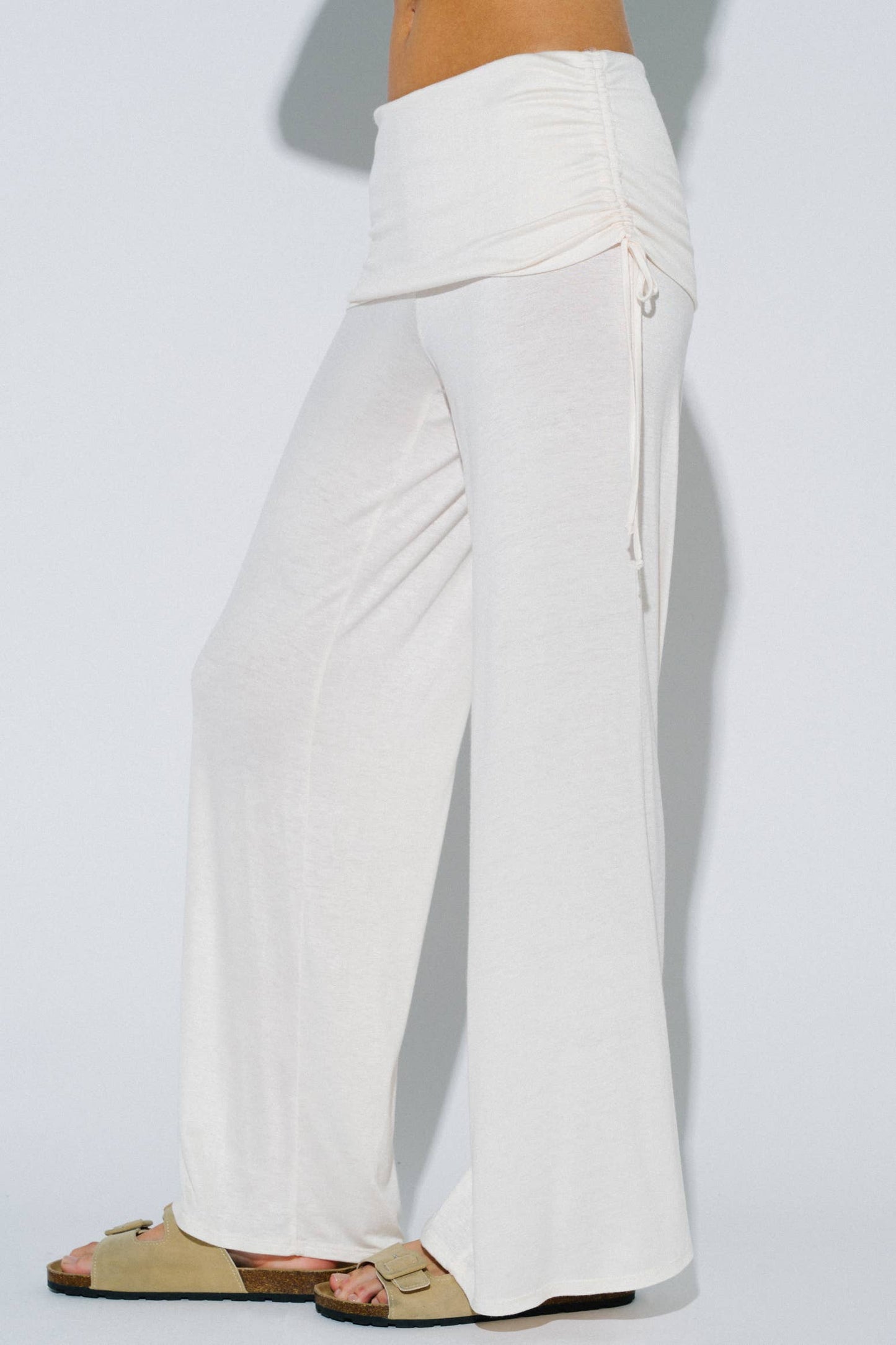 Cinched Waist Flare Knit Pants