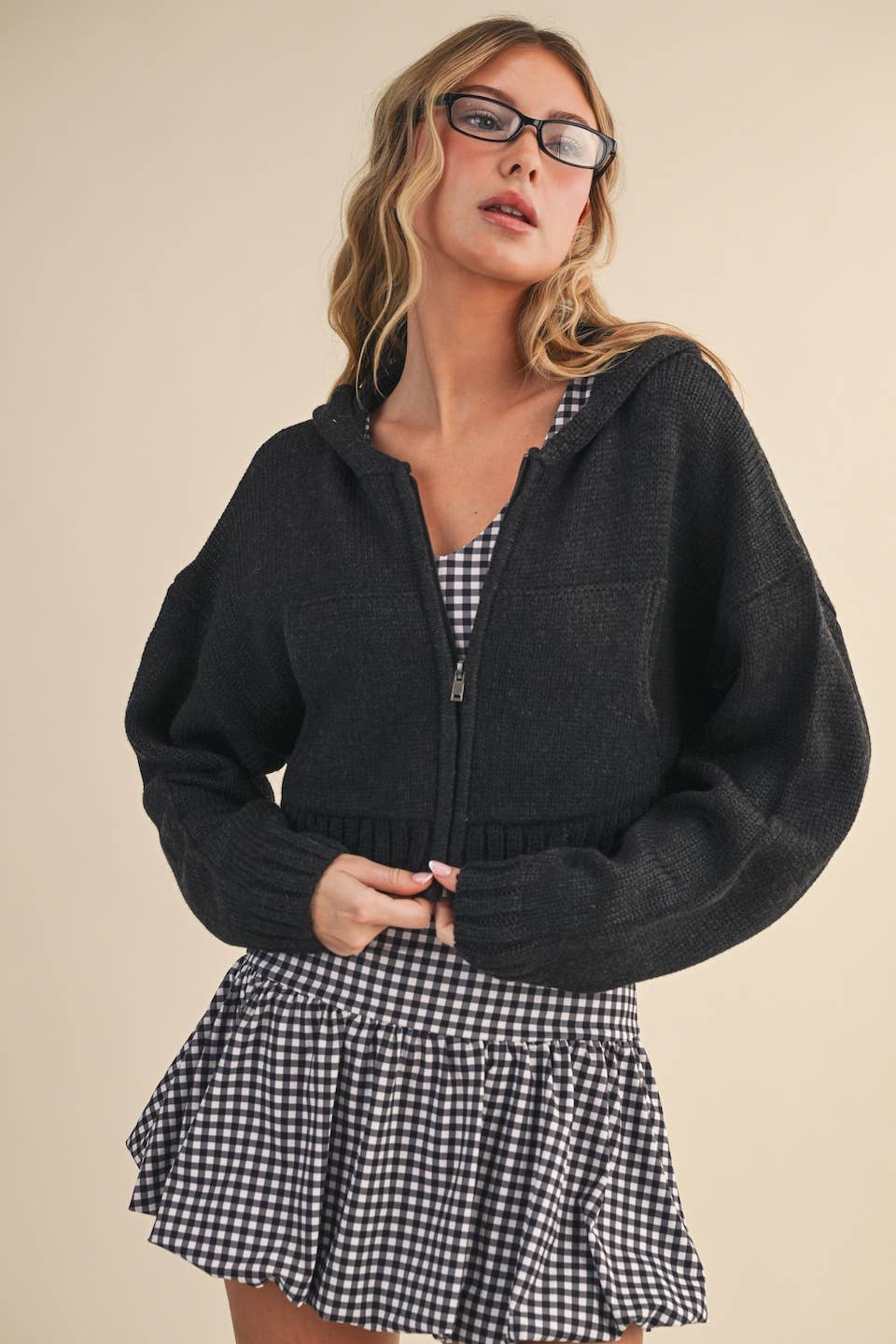Kat Knit Zip Up Hoodie Sweater