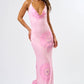 Pink Halter Floral Print Dress