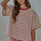 Cotton Striped Short Sleeve Crew Neck Top