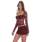 Sheer Lace Top in Burgundy