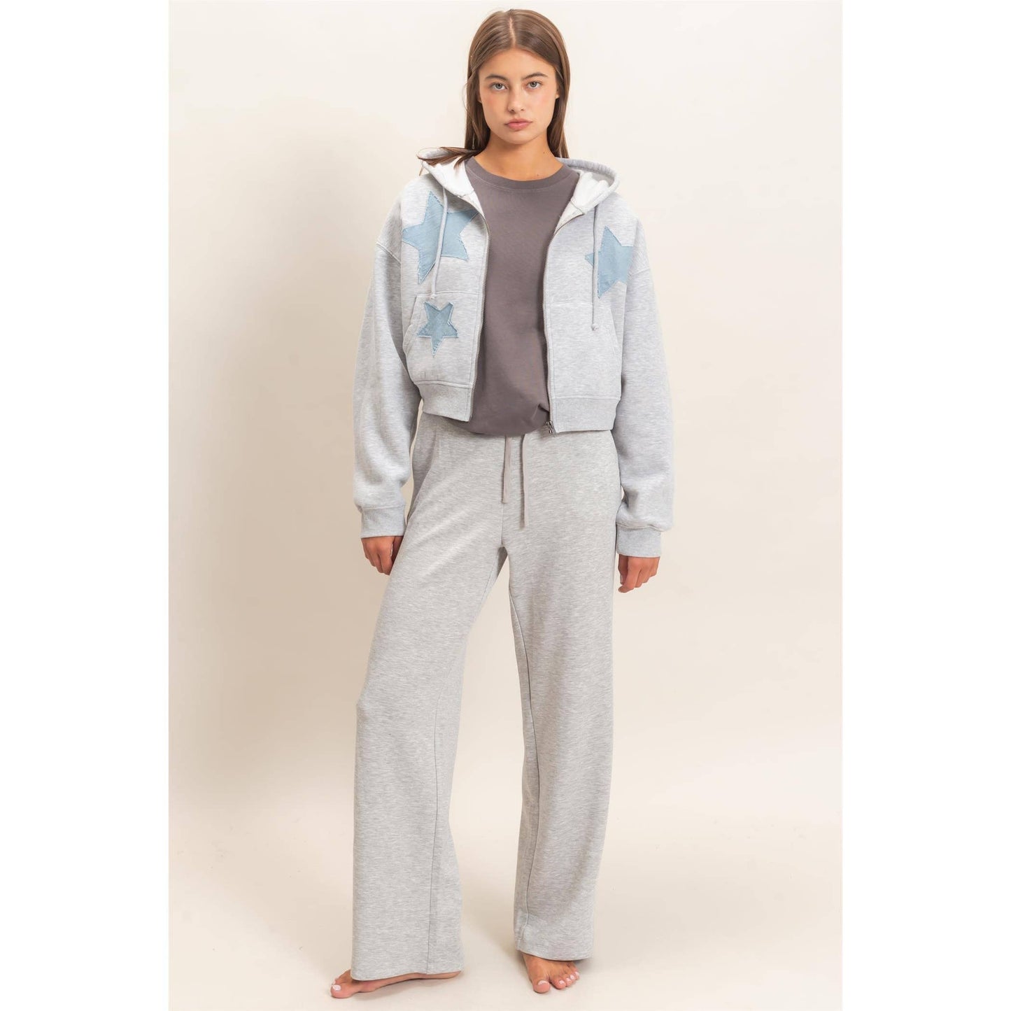 Star Patch Zip-Up Hoodie