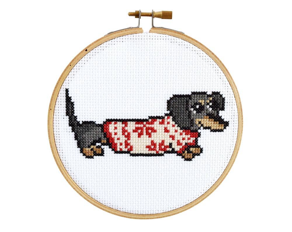 Cozy Dachshund Cross Stitch Kit