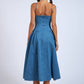 Denim Fit & Flare Midi Dress