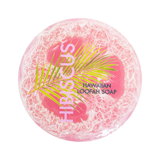 Hibiscus Sea Salt & Kukui Exfoliating Loofah Soap