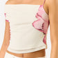 Pink Flower  Asymmetrical Top