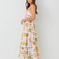 Abstract Floral Print Smocked Back Sundress
