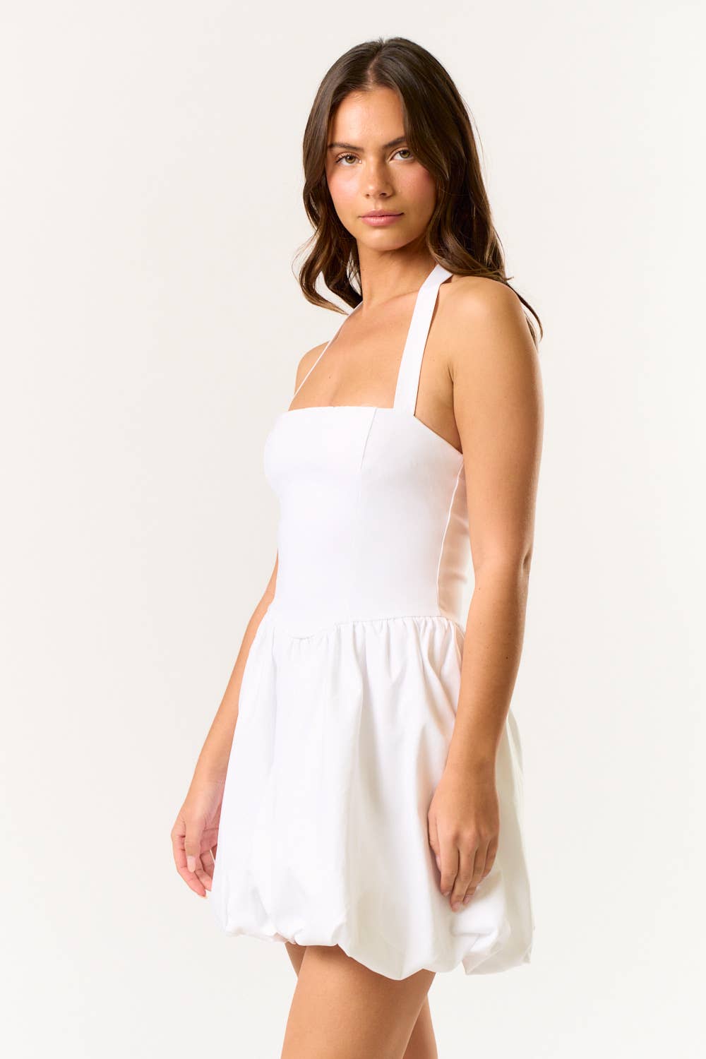 Mini Halter Bubble Hem Dress