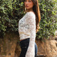 Maple Leaf Lace Boat Off-Shoulder Long Sleeve Top