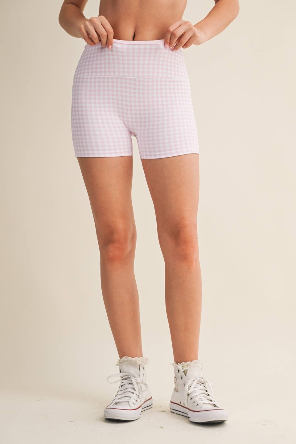 Gingham Print Biker Shorts