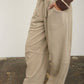SMOCKED WAIST DRAWSTRING BARREL LEG SWEATPANTS