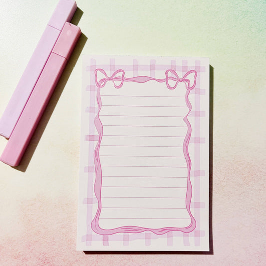 Pink Gingham Bow NotePad