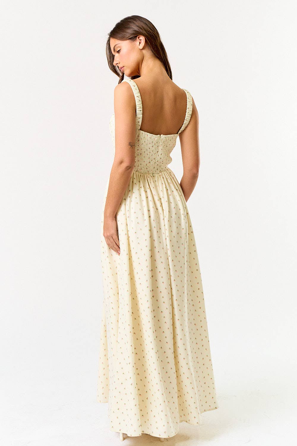 Elastic Strap Maxi Flare Dress