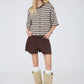 Leah Striped Short Sleeve Cardigan