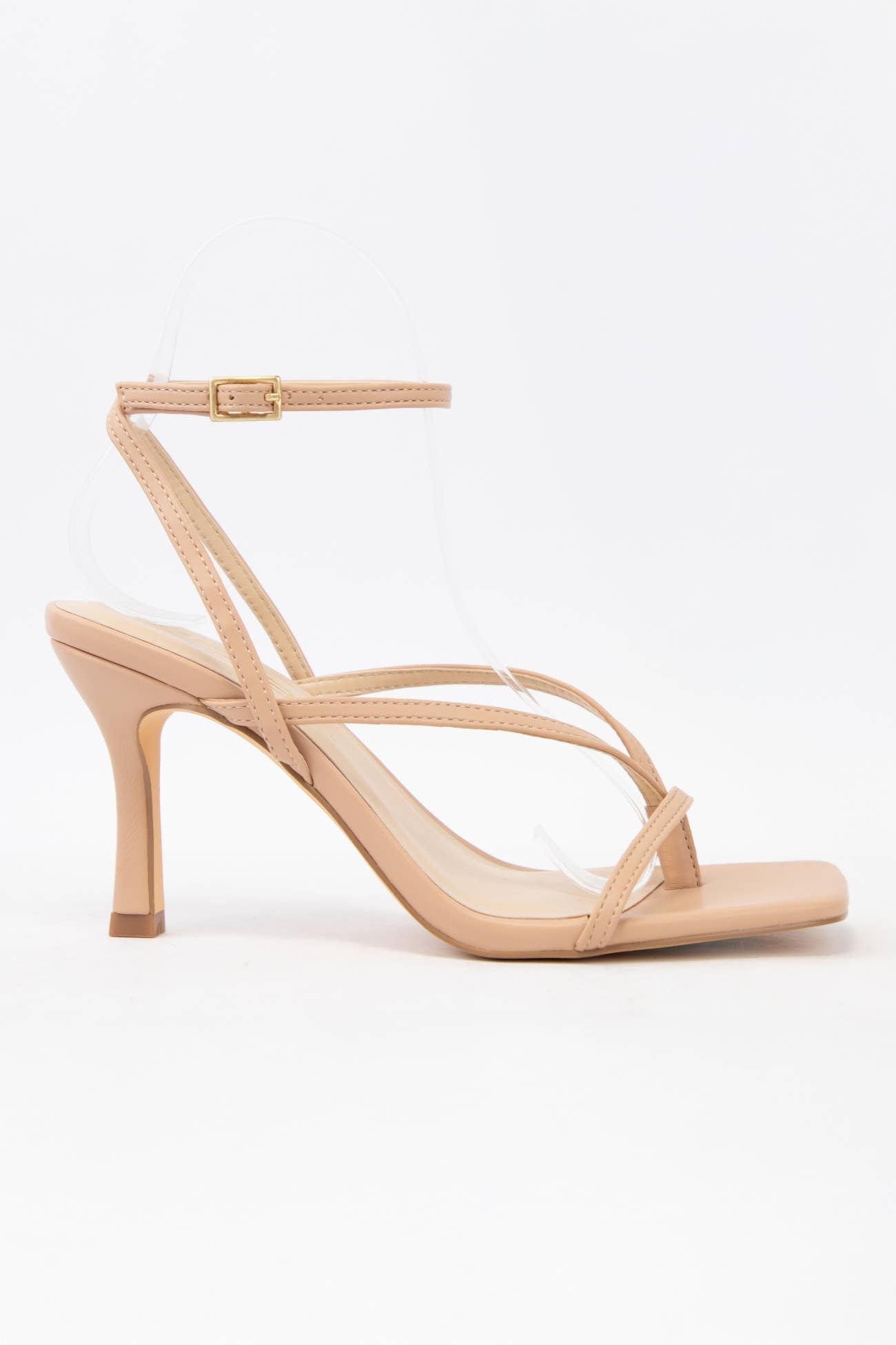 Open Square Toe Strappy Sandal Heel