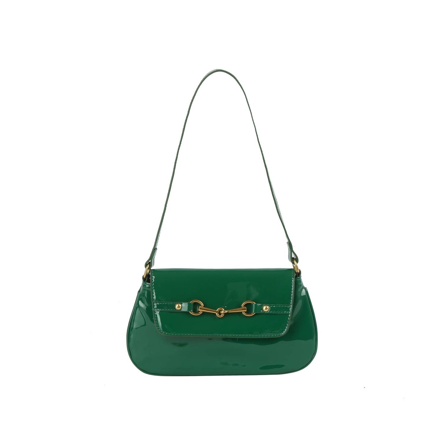 Latch Accent Glossy Leather Hand Bag