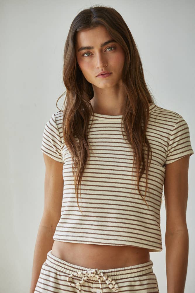 Knit Striped Short Sleeve Top