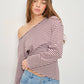 OSCAR ASYMMETRICAL LONG SLEEVE STRIPED TOP