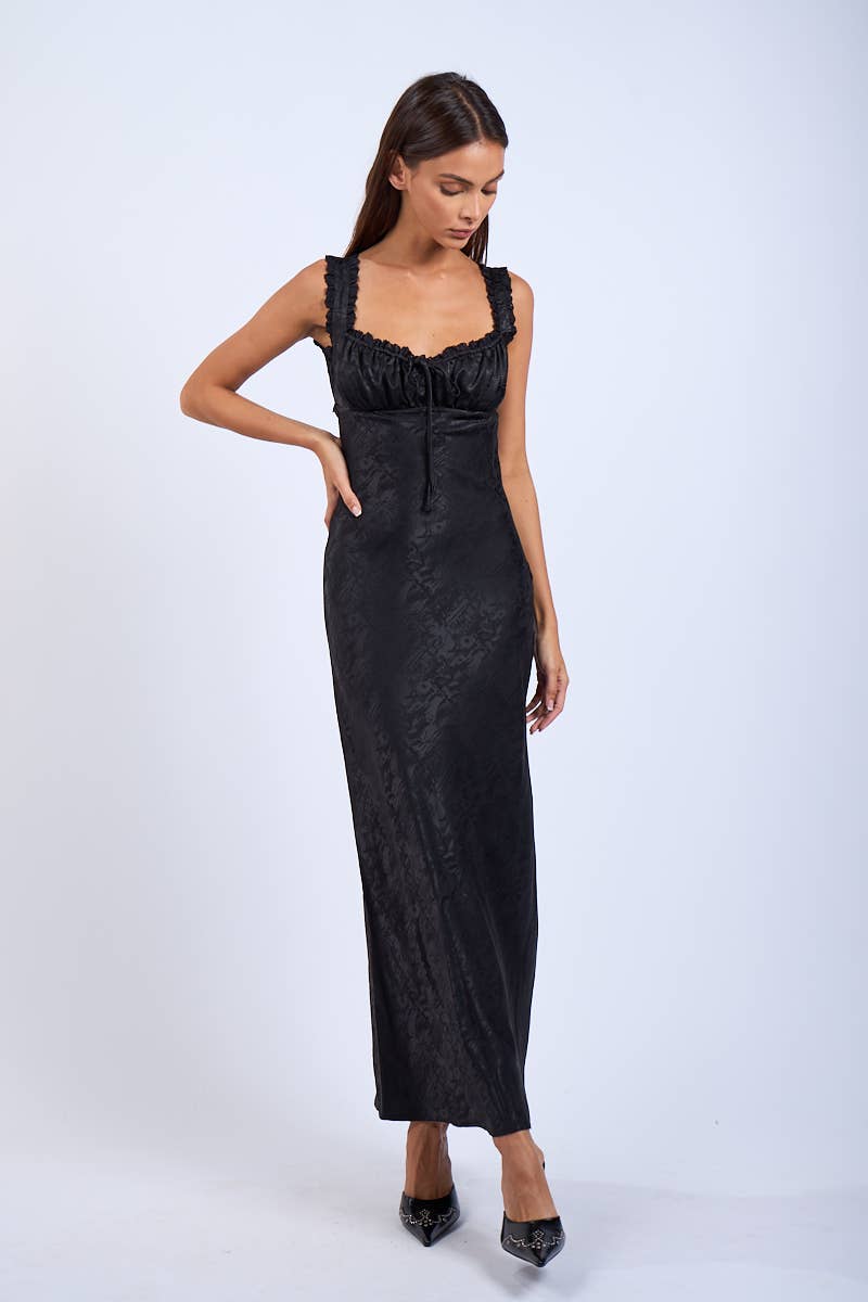 Satin Ruched Bust Sleeveless Open Back