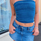 Denim Bandeau Top