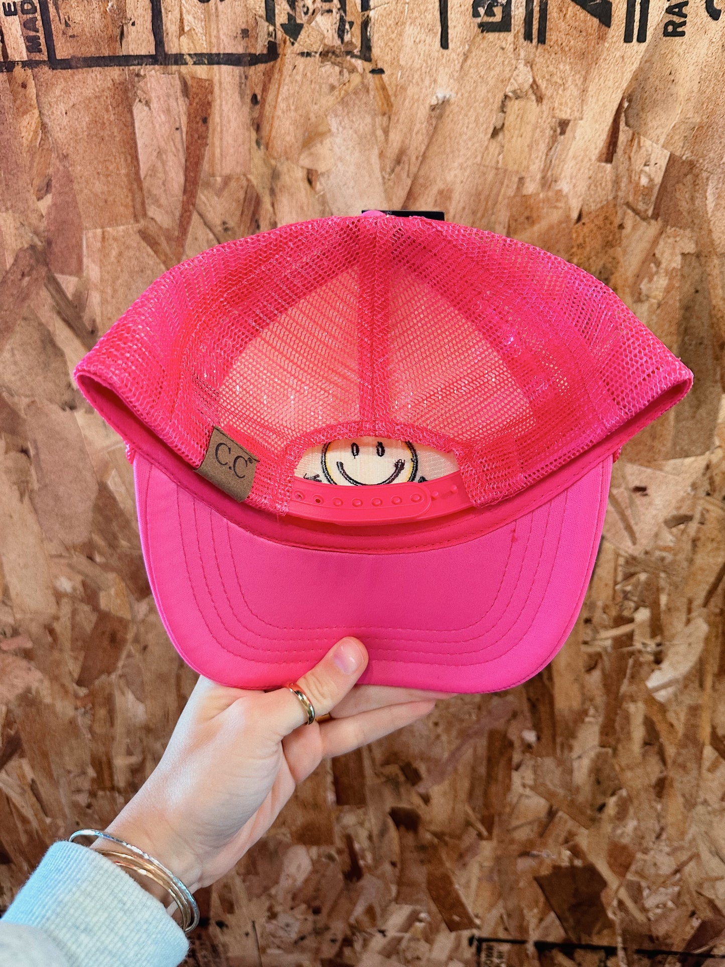 Hot Pink Smiley Trucker Hat