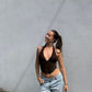 Brown Lace Halter Corset Top