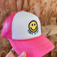 Hot Pink Smiley Trucker Hat