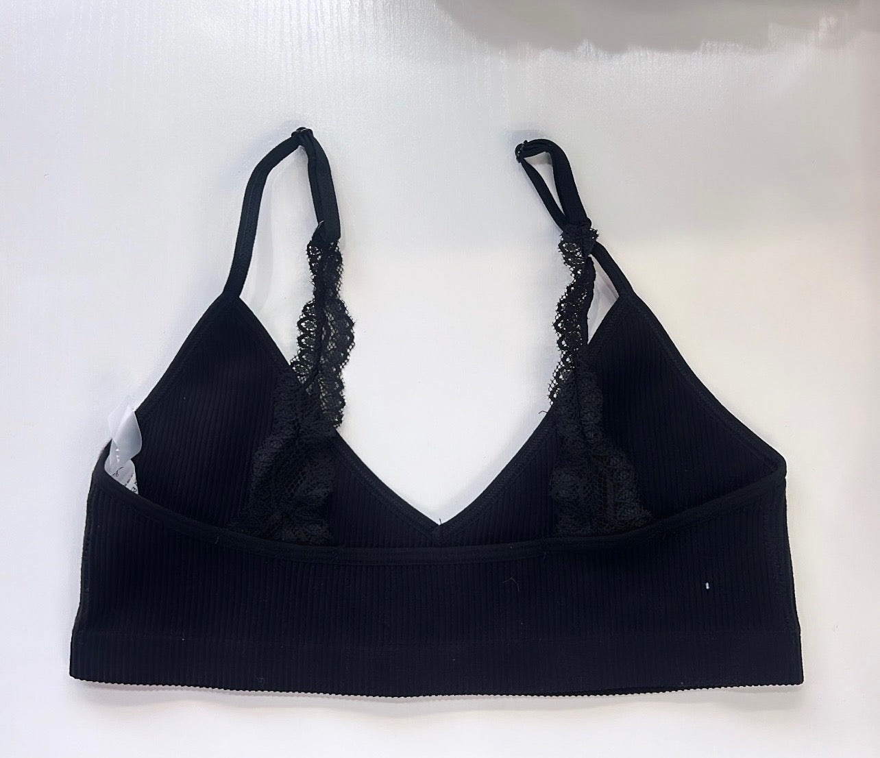 Ribbed Bralette w/ Lace Straps