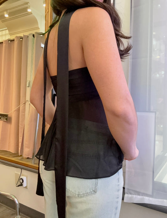Black Scarf Strapless Top
