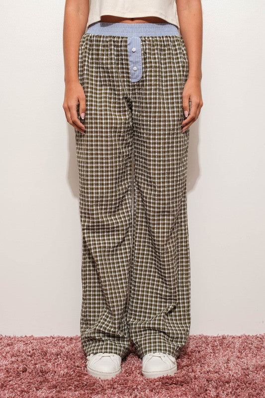 Plaid Contrast Bottoms