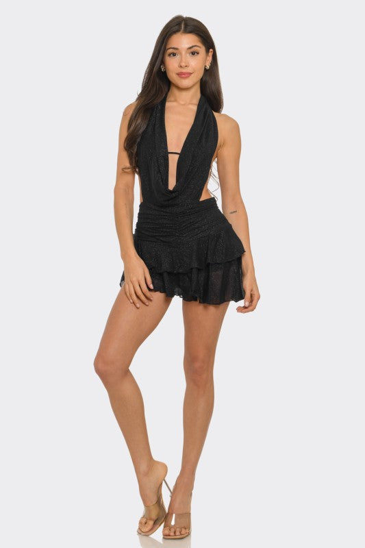 Halter Open Back Mini Dress