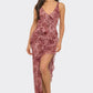 Ruffle Trim Slit Front Maxi Dress