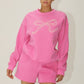 Pink Ribbon Embroidery Sweatshirt