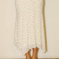 Dainty Floral Mesh Lace Asymmetric Hem Midi Skirt