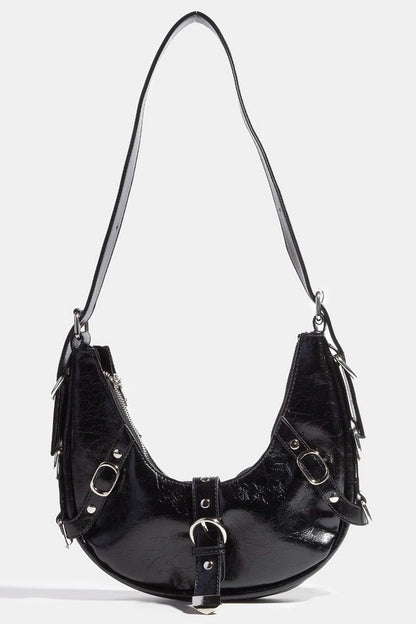 Multi Belt Strap Accent Shoulder Bag