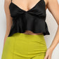 Satin Back-Shirred Crop Top