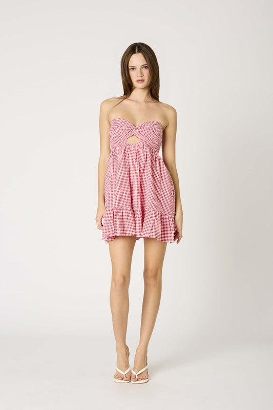 Mini Gingham Romper Dress