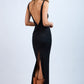V-Shape Twisted Open Back With Slit Dress