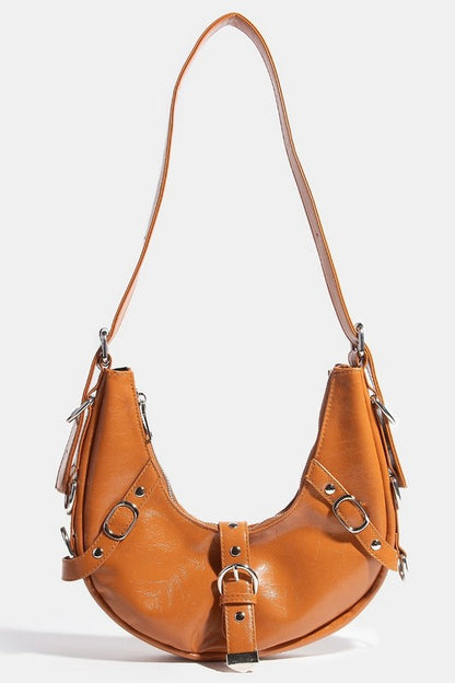 Multi Belt Strap Accent Shoulder Bag