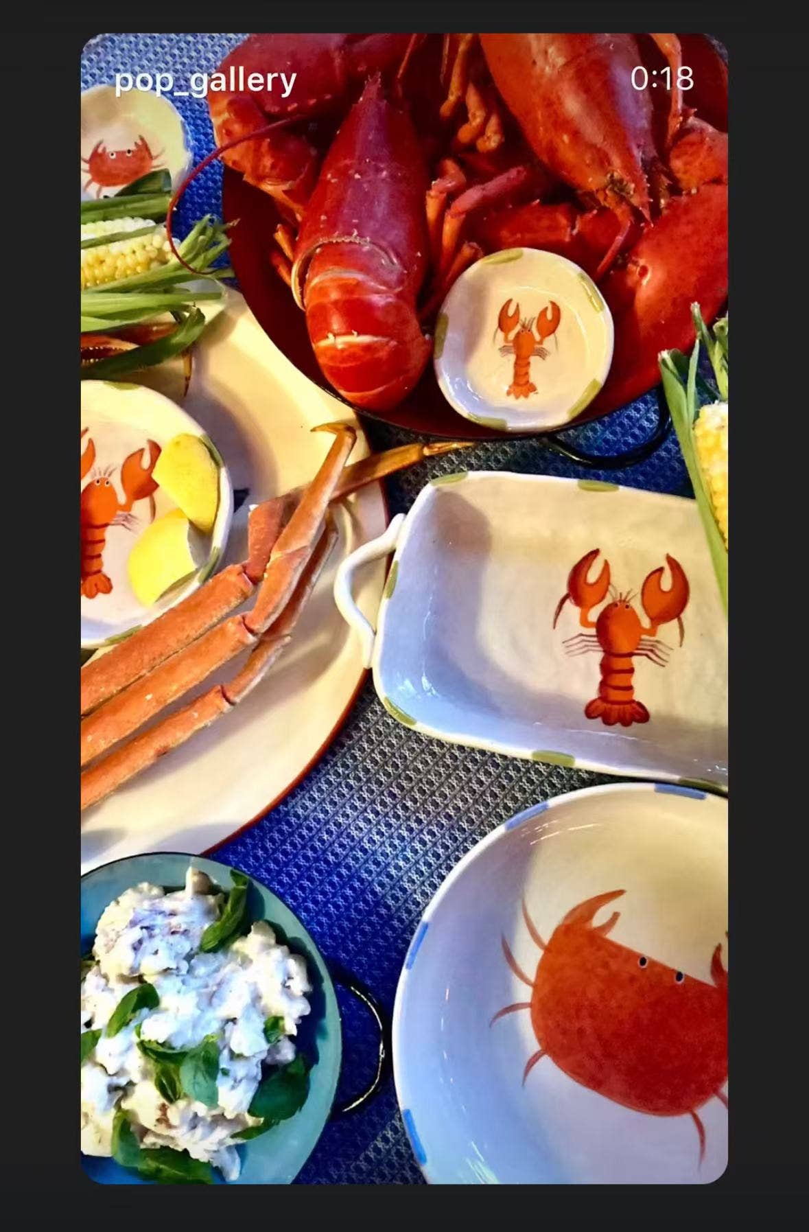 Ceramic Bowl with Hand-painted Lobster-Serving Bowl-8″